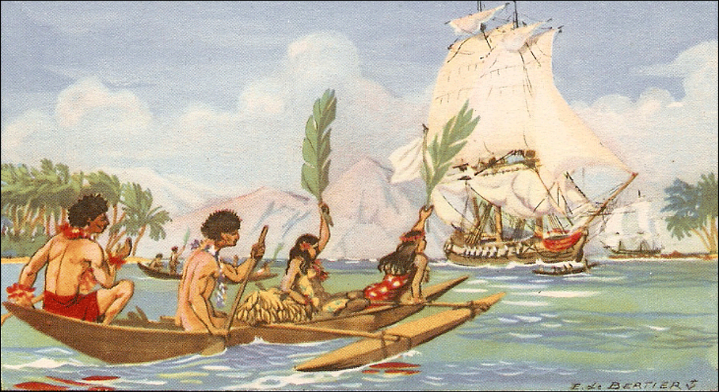 Llegada de Bougainville a Tahití